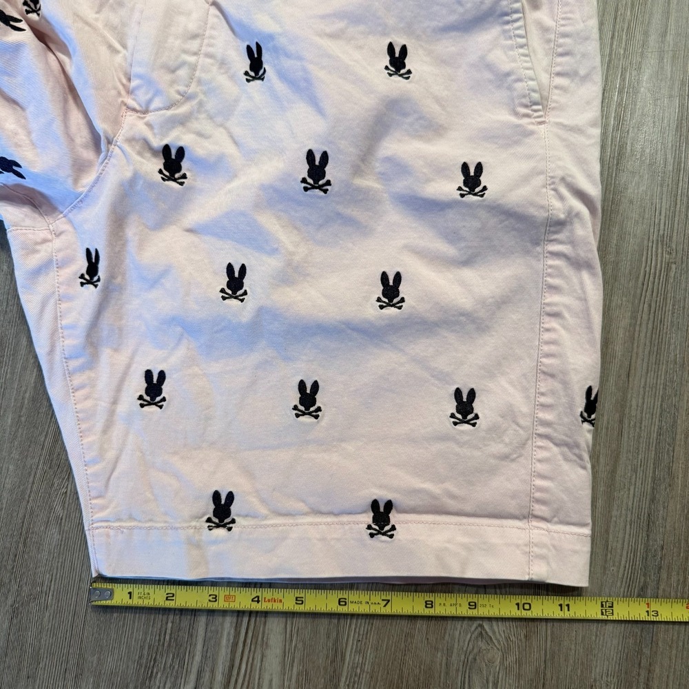 Psycho Bunny Mens 40 Skull Pattern Pink Chino Shorts - Picture 9 of 9